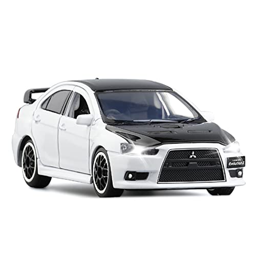 for Lancer Black Top EVO X 10 BBS RHD Auto 1 32 Simulation Druckguss Modell Spielzeug Geschenk Druckguss Fahrzeuge Modell(White) von TQMEAD