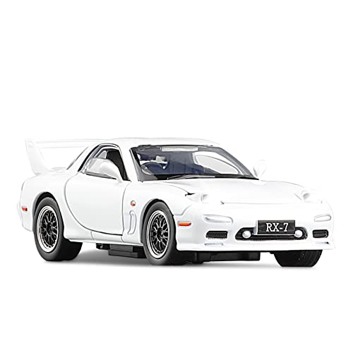 for Mazda FD RX7 Sportwagen 1 32 Simulation Legierung Druckguss Licht Und Sound Modell Kinderspielzeug Druckguss Fahrzeuge Modell(White) von TQMEAD