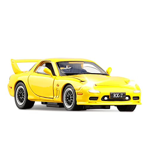 for Mazda FD RX7 Sportwagen 1 32 Simulation Legierung Druckguss Licht Und Sound Modell Kinderspielzeug Druckguss Fahrzeuge Modell(Yellow) von TQMEAD