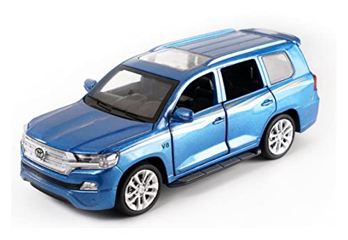 for Toyota Land Cruiser 1 32 Simulation Legierung Druckguss Sound Und Licht Pull Back Modellauto Druckguss Fahrzeuge Modell(Blau) von TQMEAD
