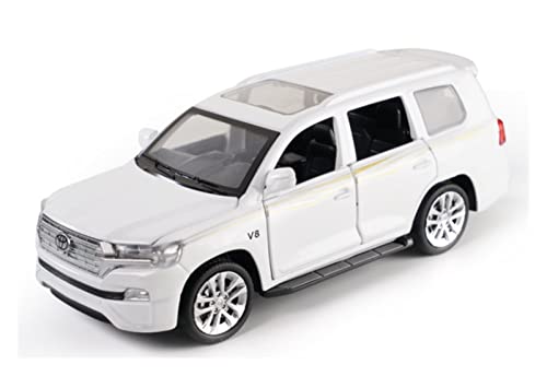for Toyota Land Cruiser 1 32 Simulation Legierung Druckguss Sound Und Licht Pull Back Modellauto Druckguss Fahrzeuge Modell(White) von TQMEAD