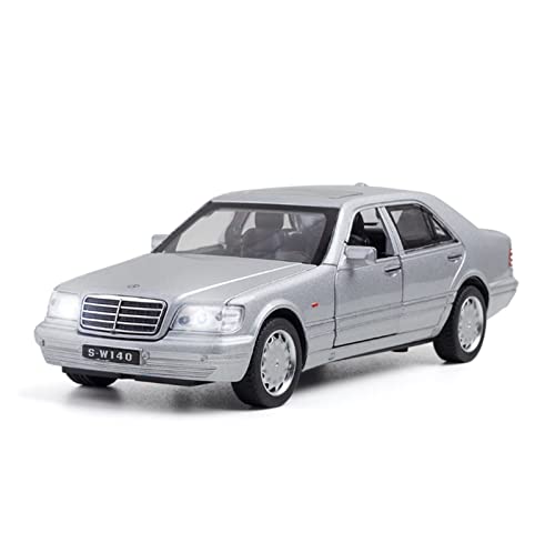 for W140 Auto 1 32 Simulation Legierung Modell Licht Und Ton Zurückziehen Modell Spielzeugauto Druckguss Fahrzeuge Modell(Silber) von TQMEAD