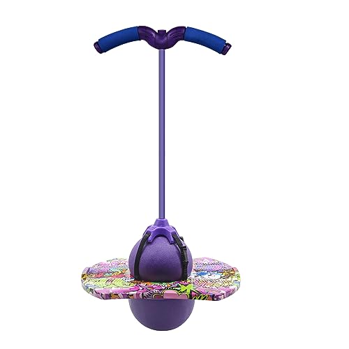 POGO Ball ist geeignet für Kinder und Erwachsene Tragfähigkeit: 100KG ausgeglichen und koordiniert Bouncing Pop Ball Cool Challenge Kinderspielzeug Herausforderung Geschenk (Purple(Mit Handlauf)) von TQUEG