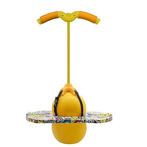 POGO Ball ist geeignet für Kinder und Erwachsene Tragfähigkeit: 100KG ausgeglichen und koordiniert Bouncing Pop Ball Cool Challenge Kinderspielzeug Herausforderung Geschenk (Yellow(Mit Handlauf)) von TQUEG