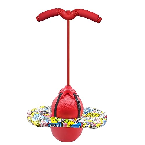 TQUEG POGO Ball ist geeignet für Kinder und Erwachsene Tragfähigkeit: 100KG ausgeglichen und koordiniert Bouncing Pop Ball Cool Challenge Kinderspielzeug Herausforderung Geschenk (Red(Mit Handlauf)) von TQUEG