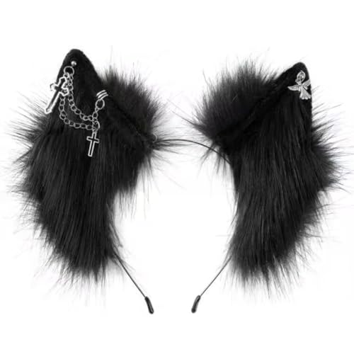 TQUXNGA Handgefertigte Wolfsohren-Haarbänder, Kätzchen, Mädchen, Cosplay, Kopfbedeckung, Ohren, Pelzanzug, Maskeraden, Halloween, Cosplay, Party TQUXNGA Handgefertigte Wolfsohren-Haarbänder, Kätzchen, Mädchen, Cosplay, Kopfbedeckung, Ohren, Pelzanzug, Maskeraden, Halloween, Cosplay, Party von TQUXNGA