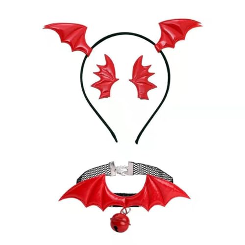 TQUXNGA Punk Kopfschmuck Fledermausflügel Halloween Paar Haarspange Choker Haarreifen Teufelsflügel Cool Girl Fledermaus Flügel Thema von TQUXNGA