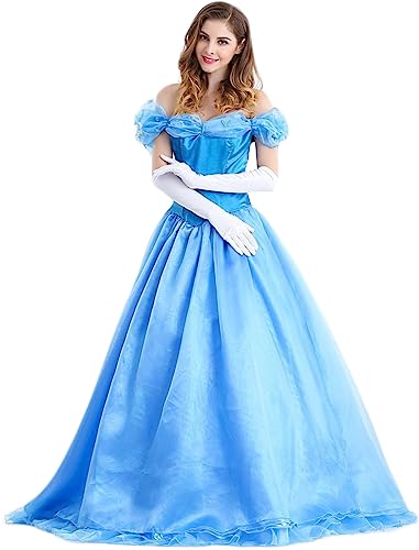 TRACYCY Damen Aschenputtel Kostüm Kleid Erwachsene Cosplay Cinderella Schmetterling Lang Abendkleid Verkleidung Halloween Weihnachten Fasching Karneval Geburtstag Partykleid Blau TRACYCY Damen Aschenputtel Kostüm Kleid Erwachsene Cosplay Cinderella Schmetterling Lang Abendkleid Verkleidung Halloween Weihnachten Fasching Karneval Geburtstag Partykleid Blau von TRACYCY