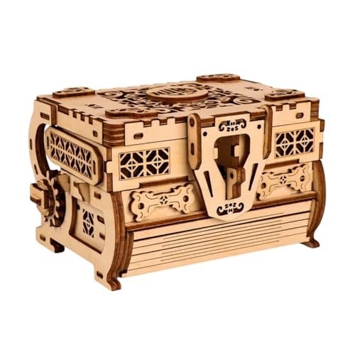 Antike Schmuckschatulle 3D Holzpuzzle,Schatz Aufbewahrungsbox,Selbstmontage Mechanik BAU Bastelset,Geburtstagsgeschenk oder Heimdekoration von TRACYE