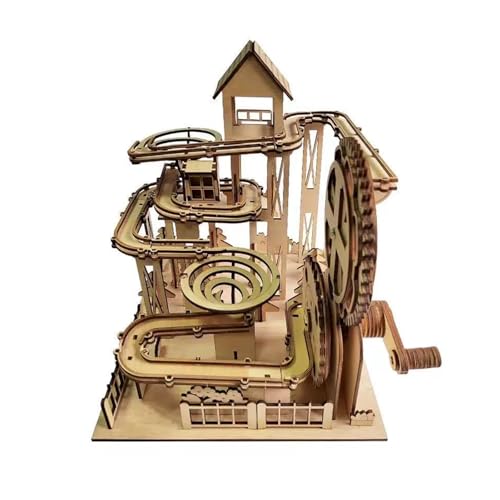 Murmelbahn 3D Holz Puzzle,Hand Gekröpft Kugelbahn Bausatz,Mechanisches Achterbahn Bauen Spielzeug,Geschenke für Männer und Frauen von TRACYE