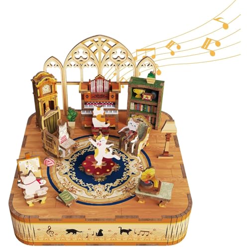 Musikbox, 3D-Puzzle, Holz, Modellbausätze, Kreativität, Geschenke für Geburtstag, Weihnachten (Cat's Family) von TRACYE