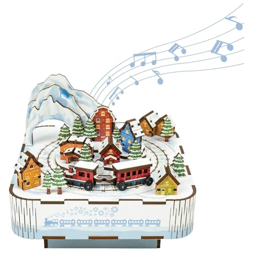 Musikbox, 3D-Puzzle, Holz, Modellbausätze, Kreativität, Geschenke für Geburtstag, Weihnachten (Snow Train) von TRACYE