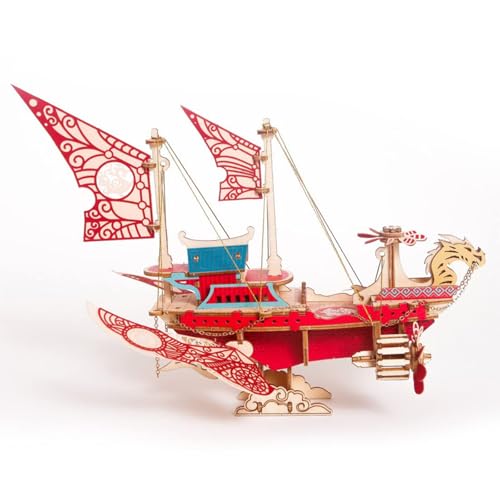 TRACYE Fantasy Raumschiff 3D Holzpuzzle,Bastel Modellbausatz für Erwachsene zum Zusammenbauen,Geschenk für Schiffsmodell Heimdeko Enthusiasten von TRACYE