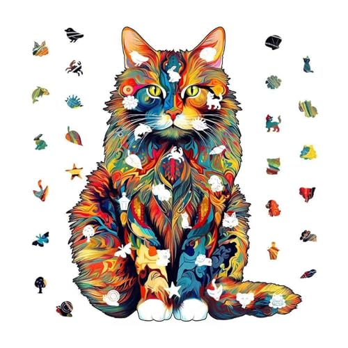 TRACYE Katze 3D Holz Puzzle,Spielzeug Handwerk Holzmodellbau,Hirnteaser Kreativen Bastelspaß, Geburtstag Weihnachten für Erwachsene Bausatz von TRACYE