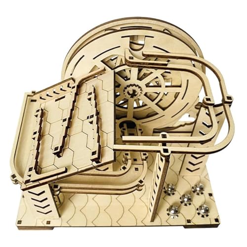 TRACYE Murmelbahn 3D Holz Puzzle,Hand Gekröpft Kugelbahn Bausatz,Mechanisches Achterbahn Bauen Spielzeug,Geschenke für Männer und Frauen von TRACYE