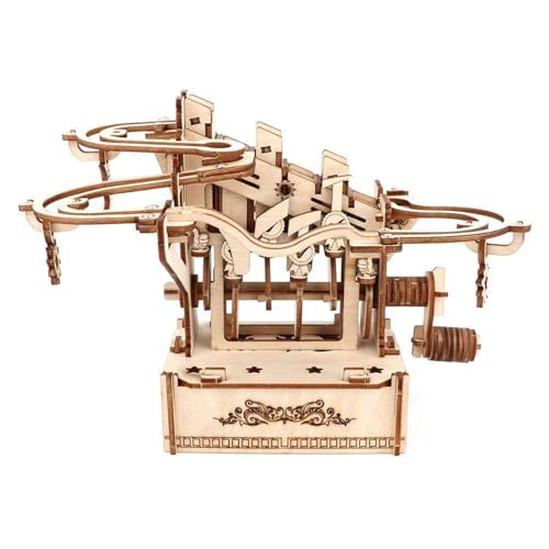 TRACYE Murmelbahn 3D Holz Puzzle,Hand Gekröpft Kugelbahn Bausatz,Mechanisches Achterbahn Bauen Spielzeug,Geschenke für Männer und Frauen von TRACYE