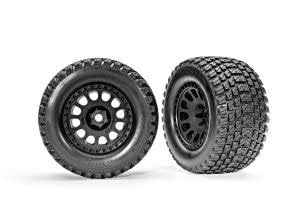 TRAXXAS Reifen & Räder, montiert, geklebt (XRT Race schwarze Räder, Gravix Reifen, Schaumstoffeinlagen) (links & rechts) von TRAXXAS