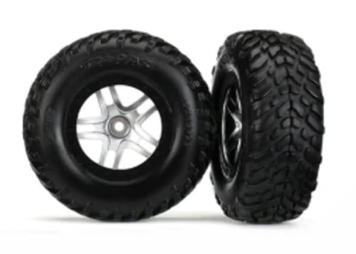 Traxxas 6892R Reifen auf Felge(S1) Satin Chrome 2,2/3,0 4WD v/h 2WD hi TSM von TRAXXAS