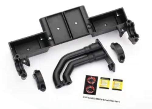 Traxxas 8420 Chassis Tray, Driveshaft Clamps, Fuel Filler (schwarz) von TRAXXAS