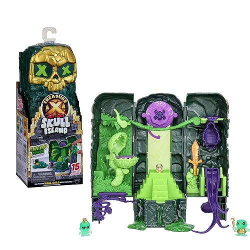 Treasure X Lost Lands Skull Island – Sumpfturm-Mini-Spielset, 15 Abenteuerlevel. Überwinde die Fallen und entdecke 2 Mini-Actionfiguren. Findest du den Schatz mit echtem Goldüberzug? von TREASURE X