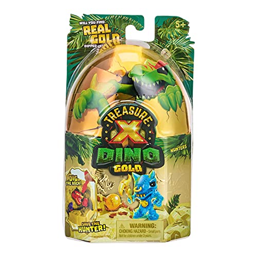 TREASURE X Dino Gold. Hier steckt das echte Erlebnis drin. Mini Dino Treasure Hunter-Actionfigur zum Retten und Sammeln. Findest du den Schatz mit echtem Goldüberzug von TREASURE X