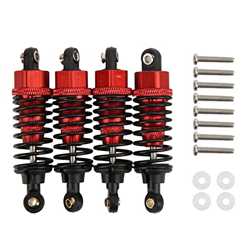 4-teiliges 1/10 RC-Stoßdämpfer-Set, Upgrade-RC-Stoßdämpfer-Dämpfer-Ersatz aus Aluminiumlegierung für TT-01 TT-02 TA05 TL-01 TA03 MF-01X, Blau, Rot(Rot) von TREETDOBV