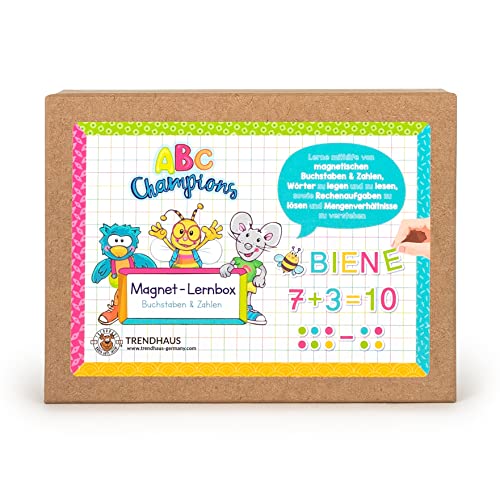 TRENDHAUS 956446 ABC Champions Mini-Magnettafel für Kinder, Magnetische Buchstaben & Zahlen, Kleines Geschenk zum Schulanfang, Gelb, Rot, Pfirsichfarbe, Grün, Blau TRENDHAUS 956446 ABC Champions Mini-Magnettafel für Kinder, Magnetische Buchstaben & Zahlen, Kleines Geschenk zum Schulanfang, Gelb, Rot, Pfirsichfarbe, Grün, Blau von TRENDHAUS