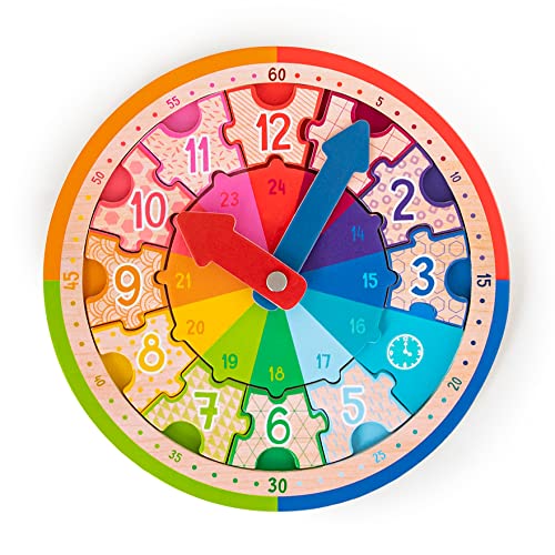 TRENDHAUS 956491 ABC Champions Lernuhr aus Holz, Inkl. Holzpuzzle, Uhr Lernen für Kinder ab 5 Jahren, Braun TRENDHAUS 956491 ABC Champions Lernuhr aus Holz, Inkl. Holzpuzzle, Uhr Lernen für Kinder ab 5 Jahren, Braun von TRENDHAUS