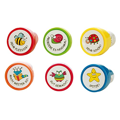 Trendhaus 930743 Selbstfärbende Lehrer Stempel | 6 Bunte Lehrerstempel mit Tier-Motiven | 2,6 cm x 3,7 cm von TRENDHAUS