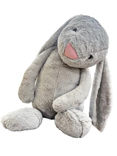 TRENSETGO Kuscheliges Plüschtier Hoppie-Hase, Heimdekoration, Stofftier, süßes Stofftier mit Plastikaugen, weiches Kuscheltier für Kinder, Jungen & Mädchen, Freunde, Liebhaber(in) (Grau-30CM) von TRENSETGO