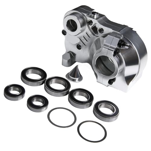 CNC Aluminium Diff Getriebe Getriebe Fall for 1/5 RC Auto for HPI KM RV for Ba-ja 5b ss 5sc Upgrade Teil(Silver w Bearing) von TREPMEUN