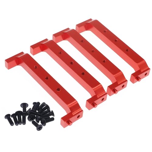 TREPMEUN 4-teiliger Chassis-Rahmenblock aus Legierung for ECX 1-12, for Bar-Rage 1-18, for TEM-per 1-10, for RGT 136100 und for FTX for Out-Back-Crawler-Teile(Rood) von TREPMEUN
