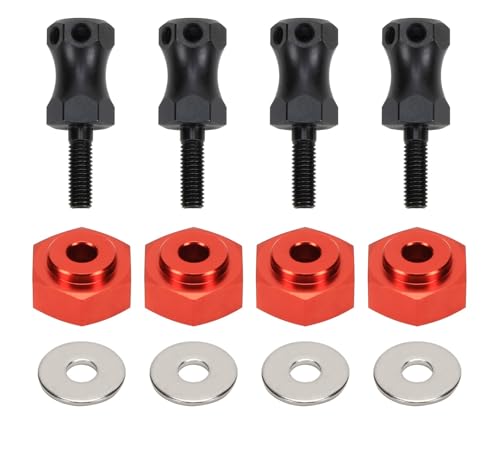 TREPMEUN #45 Erweiterter Radsechskant vorne oder hinten (+15 mm breiter), 12 mm Sechskant umrüstbar auf 17 mm for größere Räder for 1-10 Losi for Ba-ja Rey, for Rock Rey(Rood) von TREPMEUN