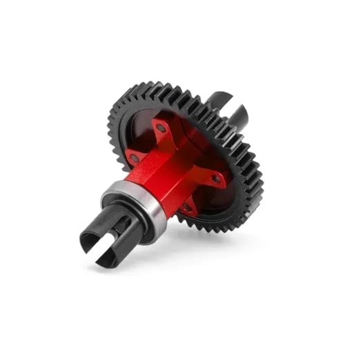 TREPMEUN 46T Stirnradgetriebe montiert Center Diff gerade Welle -W195 for RC 1/8 4WD for Tra-xxas for SLE-dge RC Auto Upgrade Teile(Rood) von TREPMEUN