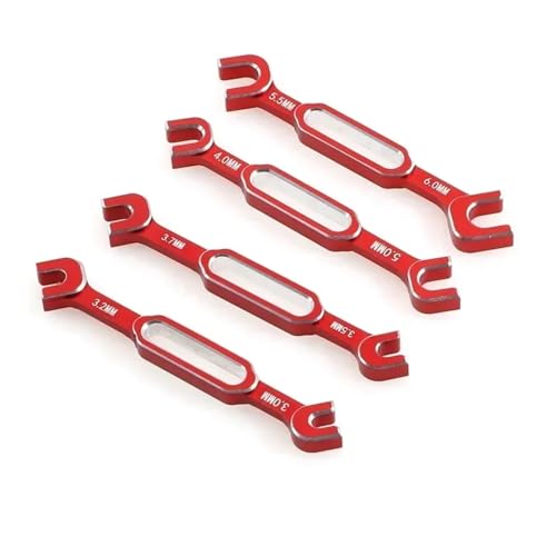 TREPMEUN 4Pcs Schraubenschlüssel 3/3.2/3.5/3.7/4/5/5.5/6mm Spannschloss Mutter Ball End Joint Remover Universal Werkzeug for RC Auto Drone Boot(Rood) von TREPMEUN