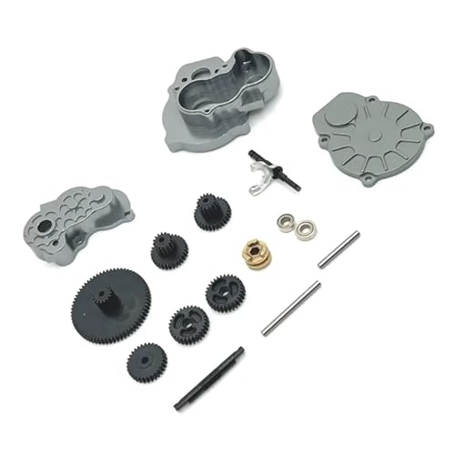 TREPMEUN Aluminium-Getriebeabdeckung + Getriebesatz for FMS 1/24 FCX24 Power Wagon 1/24 FCX18 for Le-mur, for Uni-MOG,(Light Grey) von TREPMEUN