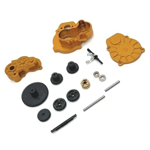 TREPMEUN Aluminium-Getriebeabdeckung + Getriebesatz for FMS 1/24 FCX24 Power Wagon 1/24 FCX18 for Le-mur, for Uni-MOG,(Yellow) von TREPMEUN
