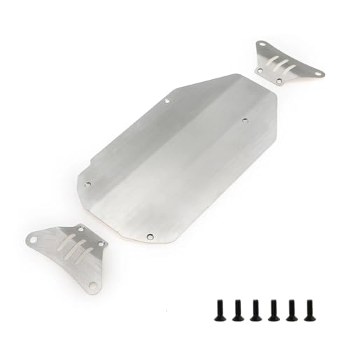 TREPMEUN Edelstahl-Chassis-Panzerung, Getriebeschutz, Unterfahrschutz for Tam-iya TT02 TT-02 1/10 RC-Auto, Upgrades, Teile, Zubehör von TREPMEUN
