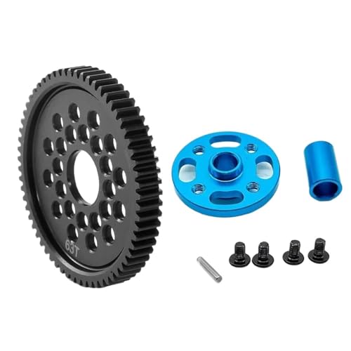TREPMEUN Metall 63T 64T 66T 68T 71T 54500 Stirnrad und Zahnradhalterung Hochgeschwindigkeits-Zahnradsatz for Tam-iya TT-02 TT02 1/10 RC-Auto-Upgrade-Teile(63T) von TREPMEUN