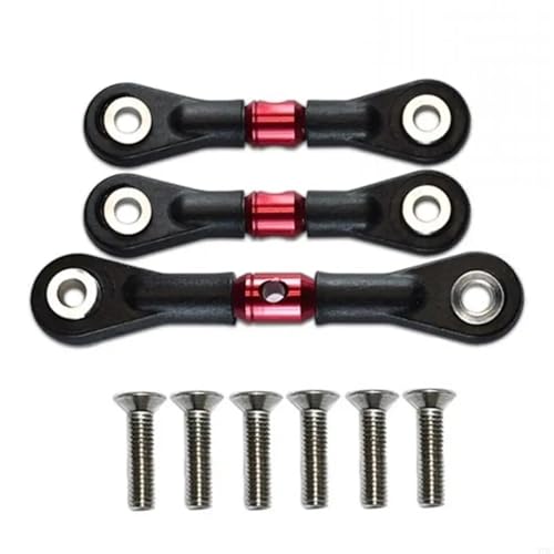 TREPMEUN for 97BC 3Pcs Lenkung Link Rod Servo Rod Set for Tam-iya TT-02/02T Auto Modifikation(Rood) von TREPMEUN
