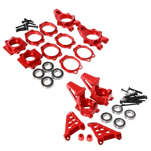 TREPMEUN for GTB, for CNC-Aluminium-Radnabenträger-Kit vorne und hinten, for HPI, for KM, for Ro-Van, for Ba-ja 5B SS 5SC Buggy Truck (Orange/Silber)(Rood) von TREPMEUN