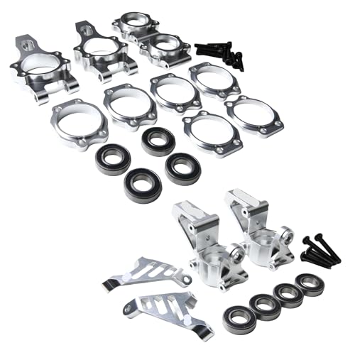 TREPMEUN for GTB, for CNC-Aluminium-Radnabenträger-Kit vorne und hinten, for HPI, for KM, for Ro-Van, for Ba-ja 5B SS 5SC Buggy Truck (Orange/Silber)(Silver) von TREPMEUN