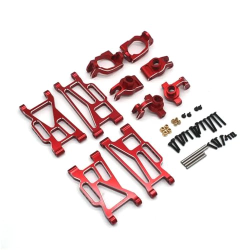 TREPMEUN for MJX 1/10 10208 for Little Monster ferngesteuerte Autoteile Metall-Upgrade-Teilesatz(Red 5-Piece Set) von TREPMEUN