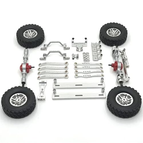 TREPMEUN for WPL C64 C64-1 Metall Vorder- und Hinterachse Chassis Link Rod Zugstange Montieren Seite Pedal Reifen Set 1/16 RC Auto Upgrade Teile(White) von TREPMEUN