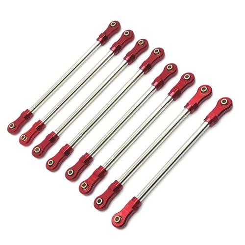 TREPMEUN for YIK-ONG YK4106 YK4107 8 stücke Metall Zugstange Link Gestänge 1/10 RC Crawler Auto Upgrade Teile Zubehör(Rood) von TREPMEUN