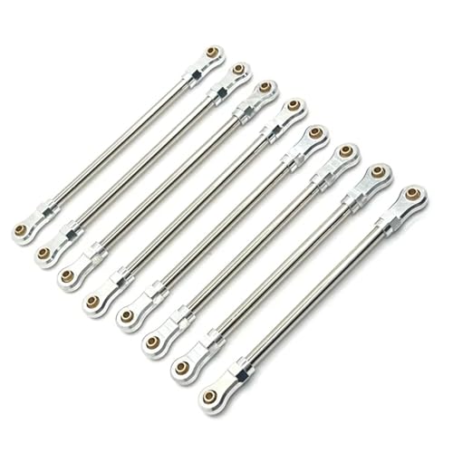 TREPMEUN for YIK-ONG YK4106 YK4107 8 stücke Metall Zugstange Link Gestänge 1/10 RC Crawler Auto Upgrade Teile Zubehör(Silver) von TREPMEUN