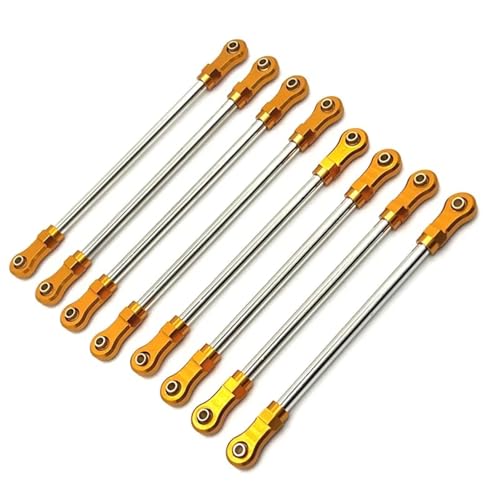 TREPMEUN for YIK-ONG YK4106 YK4107 8 stücke Metall Zugstange Link Gestänge 1/10 RC Crawler Auto Upgrade Teile Zubehör(Yellow) von TREPMEUN