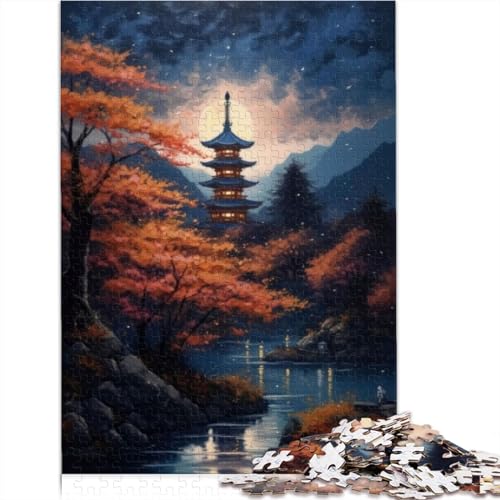 Puzzles 300 Teile für Erwachsene Japan Nacht Erwachsene Puzzle Holzpuzzles für Erwachsene Lernspielzeug 300 Stück (40x28cm) von TREPko