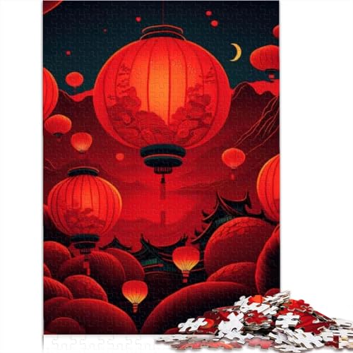 Puzzles für Erwachsene Chinesische Laterne Festiva 300 Teile für Erwachsene Puzzle Holzpuzzle Lernspiel Herausforderungsspielzeug 300 Teile (40 x 28 cm) von TREPko