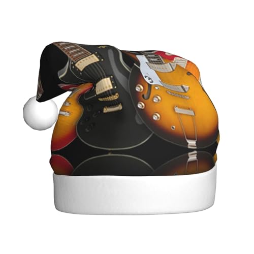 TRESILA Weihnachtsmütze aus Plüsch, für Erwachsene, klassische Weihnachtsmütze, personalisierbar, Weihnachtsfeiertagsparty-Hut für Neujahr, festliche Weihnachtsdekoration/E-Gitarre von TRESILA